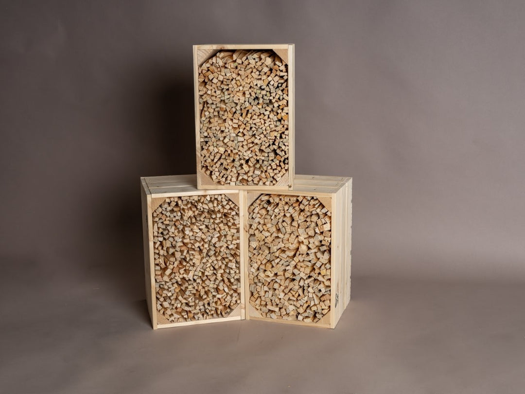 Schitli-Holzkiste 3er Set, natur - Anfeuerholz extra fein